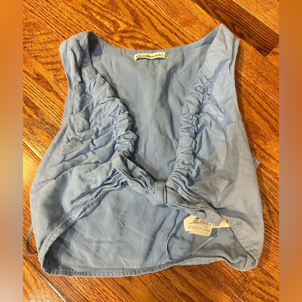 Abercrombie & Fitch Light Blue Ruched Tank Top